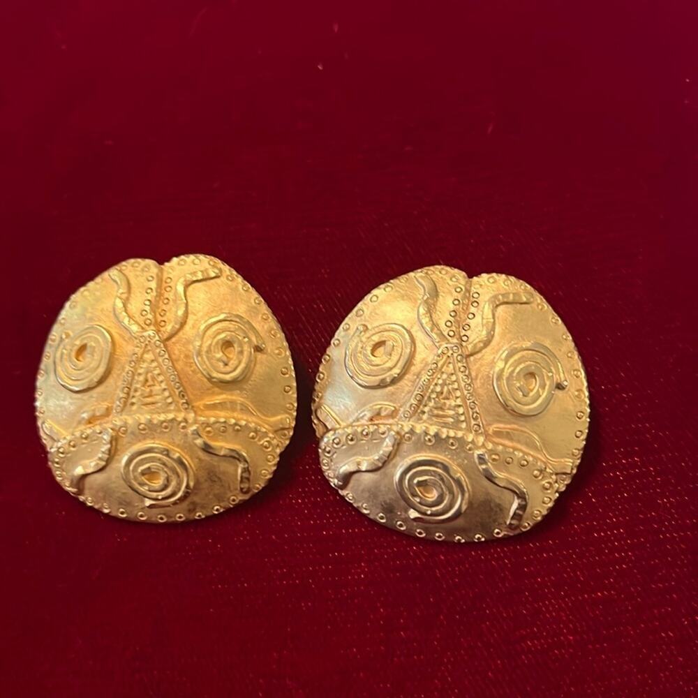 Vintage Tribal Clip Earrings